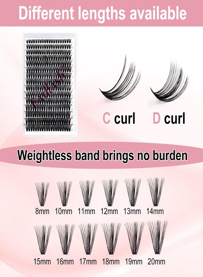 FADLASH Cluster Lashes 300Pcs Mix 8-20mm individual lashes 40D D Curl Lash Clusters DIY Eyelash Extensions Wispy Individual Lash Extensions Thin Band Soft Eyelash Clusters to Use at Home (40D-0.07-D,8-20mm) - Image 3